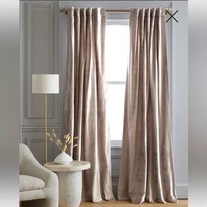 Quince Luster Velvet Curtain Panel in silver
